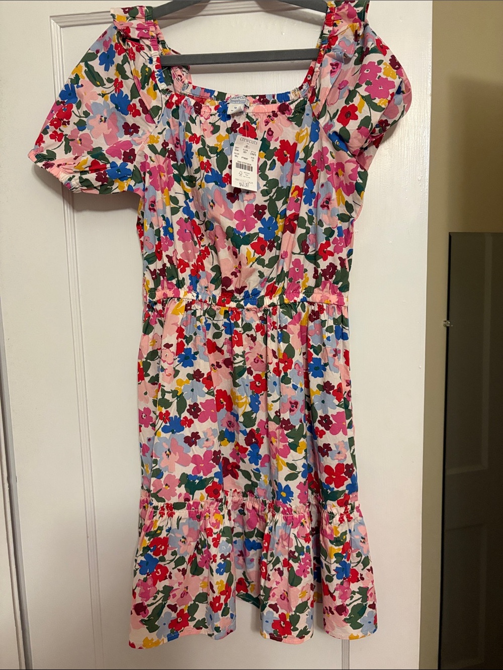 Crewcuts Pink Multi Floral Puff-Sleeve Dress